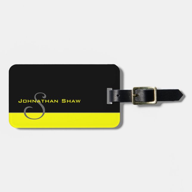 Étiquette À Bagage Monogramme fait sur commande 5 (jaune) (Devant horizontal)