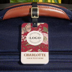 Étiquette À Bagage Monogramme floral botanique de fleur sauvage à la