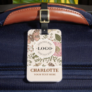 Étiquette À Bagage Monogramme floral botanique de fleurs sauvages à l