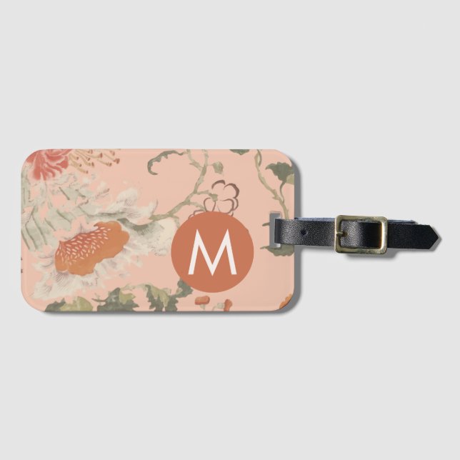 Étiquette À Bagage Monogramme floral chic (Devant Horizontal)