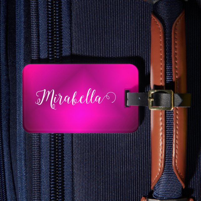 Étiquette À Bagage Monogramme Fuchsia rose Voyage brillant (Insitu Rectoal 4)