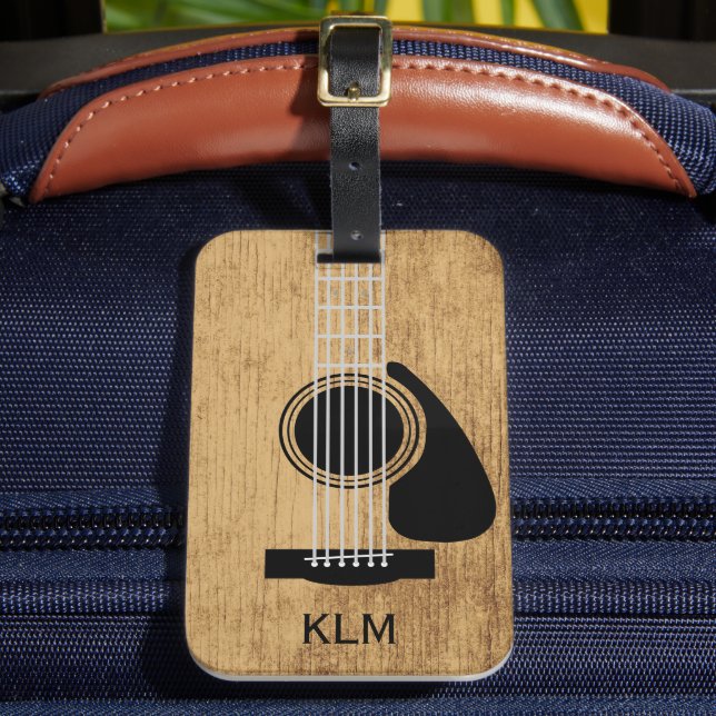 Étiquette À Bagage Monogramme guitare en bois monographie simple avec (Insitu Rectoal 2)