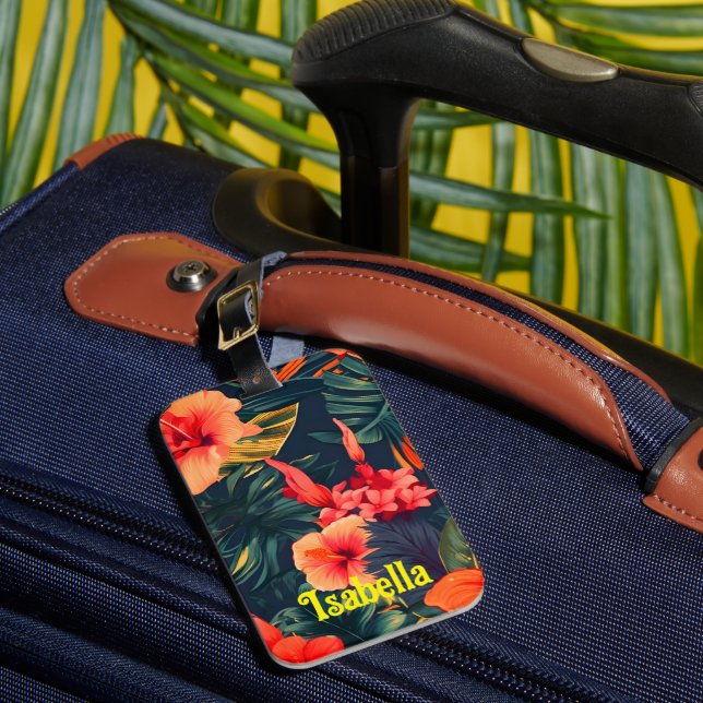 Étiquette À Bagage Monogramme hawaïen tropical (Insitu Rectoal 1)