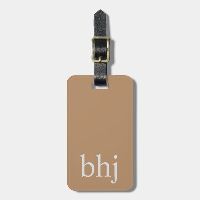Étiquette À Bagage Monogramme initial Brown (Devant Vertical)