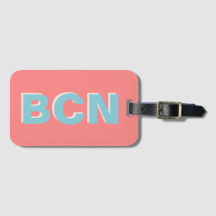 Étiquette À Bagage Monogramme Initial Moderne Ombre Rose Coloré