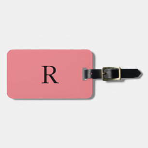 Étiquette À Bagage Monogramme Initiales Nom Modèle Saumon noir rose