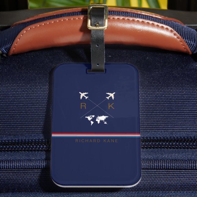 Étiquette À Bagage Monogramme (initiales + nom) / voyage monogrammé (Insitu Rectoal 2)