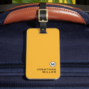 Étiquette À Bagage Monogramme jaune moutarde moderne