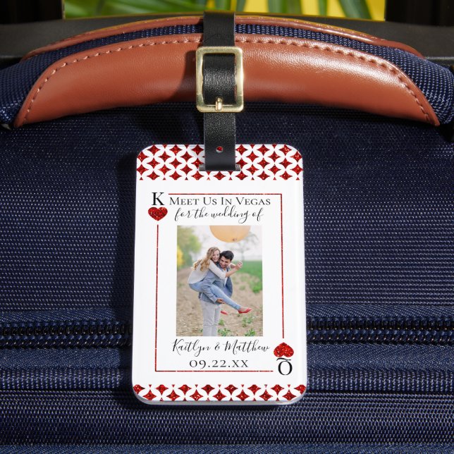 Étiquette À Bagage Monogramme Lecture Carte Mariage Photo Enregistrer (Insitu Rectoal 2)