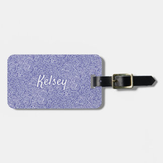 Étiquette À Bagage Monogramme Ligne Minimale Art Colorée Violet Lugga