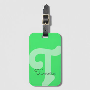 Étiquette À Bagage Monogramme lumineux Monogramme initial néon vert