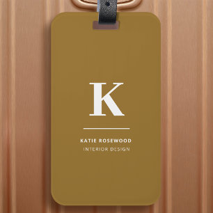 Étiquette À Bagage Monogramme Luxe minimal Élégant Or