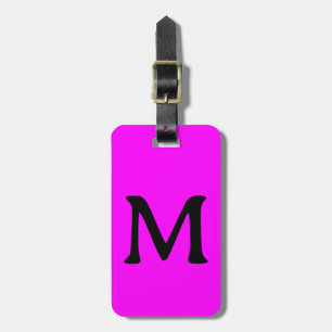 Étiquette À Bagage Monogramme Magenta Nom Personnalisé Couleur Rose N