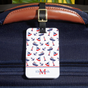 Étiquette À Bagage Monogramme Marin Prépa Bateaux à Voile
