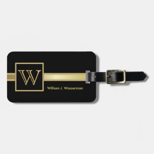 Étiquette À Bagage Monogramme Masculin Style Exécutif