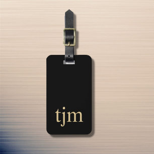 Étiquette À Bagage Monogramme Masculine Noir Simple