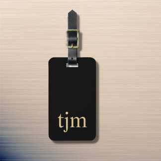 Étiquette À Bagage Monogramme Masculine Noir Simple
