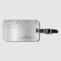 Monogramme Métal Paillettes Argent Nom Glamour