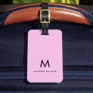 Étiquette À Bagage Monogramme minimal Lilac clair moderne personnalis