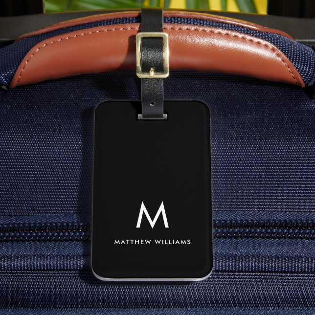Étiquette À Bagage Monogramme minimal moderne personnalisé (Insitu Rectoal 2)