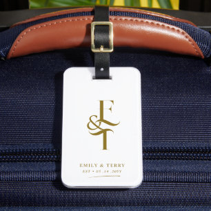 Étiquette À Bagage Monogramme minimaliste de mariée et Mariage de cha