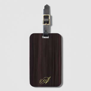 Étiquette À Bagage Monogramme minimaliste en bois Motif manuscrit