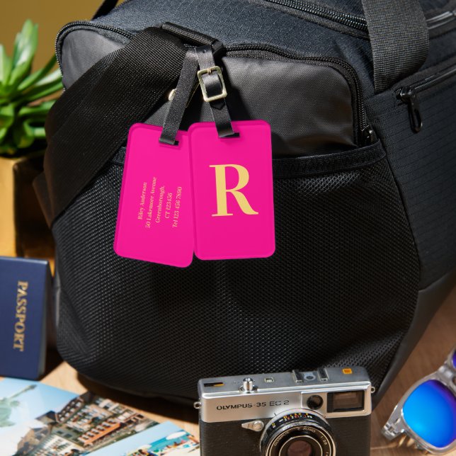 Étiquette À Bagage Monogramme moderne (Recto & Verso)