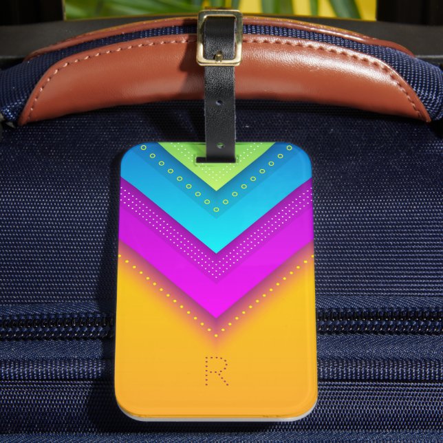 Étiquette À Bagage Monogramme moderne Boho géométrique chic (Insitu Rectoal 2)