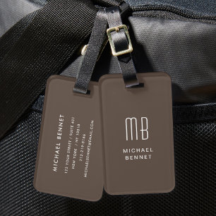 Étiquette À Bagage Monogramme moderne Brown