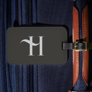 Étiquette À Bagage Monogramme Moderne Élégant Vert Olive Couleur Init