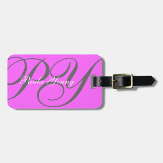Étiquette À Bagage Monogramme moderne fait sur commande 2 (rose)