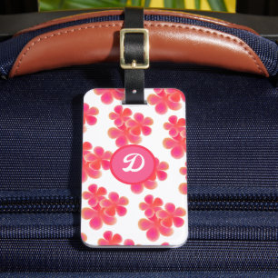 Étiquette À Bagage monogramme moderne fleuri coloré