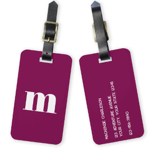 Étiquette À Bagage Monogramme moderne initial