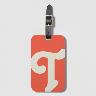 Étiquette À Bagage Monogramme moderne Monogramme initial Orange brill