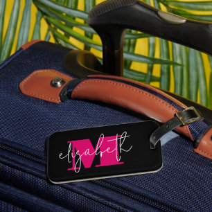 Étiquette À Bagage Monogramme moderne Nom personnalisé