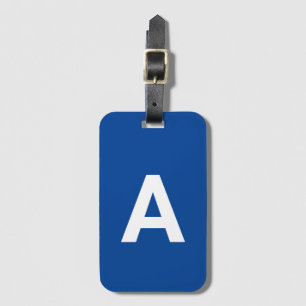 Étiquette À Bagage Monogramme moderne personnalisé bleu