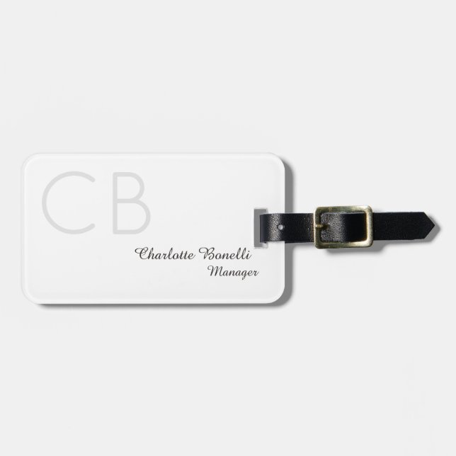Étiquette À Bagage Monogramme moderne professionnel Création minimali (Devant horizontal)