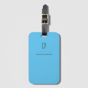 Étiquette À Bagage Monogramme moderne Professionnel Plat Ciel Simple 