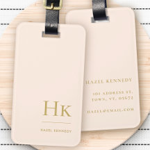 Monogramme moderne Simple Elégant Blush Pink Or