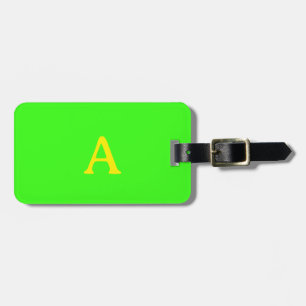Étiquette À Bagage Monogramme Neon Vert Jaune Bleu Couleurs Cadeau Fa