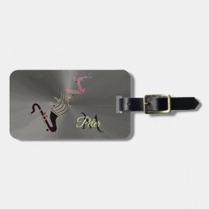 Étiquette À Bagage Monogramme noir frais de notes de saxophone et de
