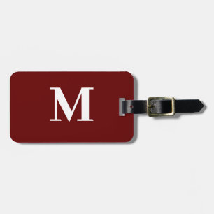 Étiquette À Bagage Monogramme Nom initial Bourgogne Rouge Cadeau Favo