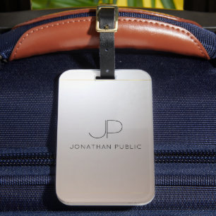 Étiquette À Bagage Monogramme Or Argent Look élégant moderne