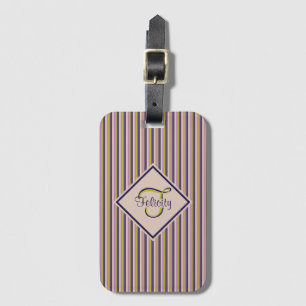 Étiquette À Bagage Monogramme or, violet, violet et roses