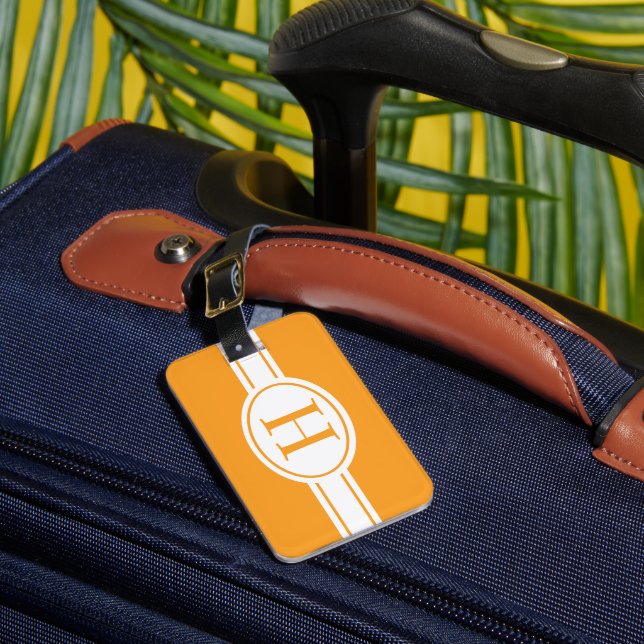 Étiquette À Bagage Monogramme orange du bouclier blanc (Insitu Rectoal 1)