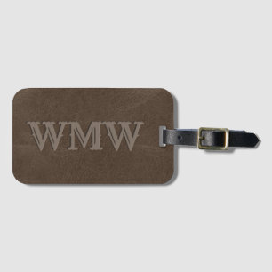 Étiquette À Bagage Monogramme Ouest Brown Faux Cuir