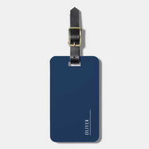 Étiquette À Bagage monogramme personnalisé, bleu marine moderne