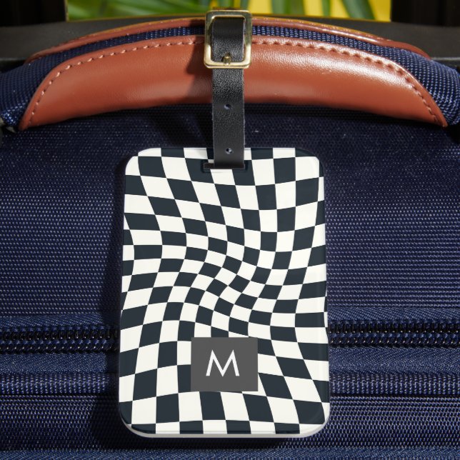 Étiquette À Bagage Monogramme personnalisé Chèques blancs déformés (Insitu Rectoal 2)