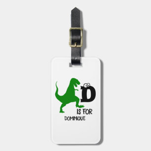 Étiquette À Bagage Monogramme personnalisé D pour Dinosaur mignon T R