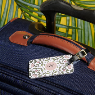 Étiquette À Bagage Monogramme personnalisé de fleurs délicates